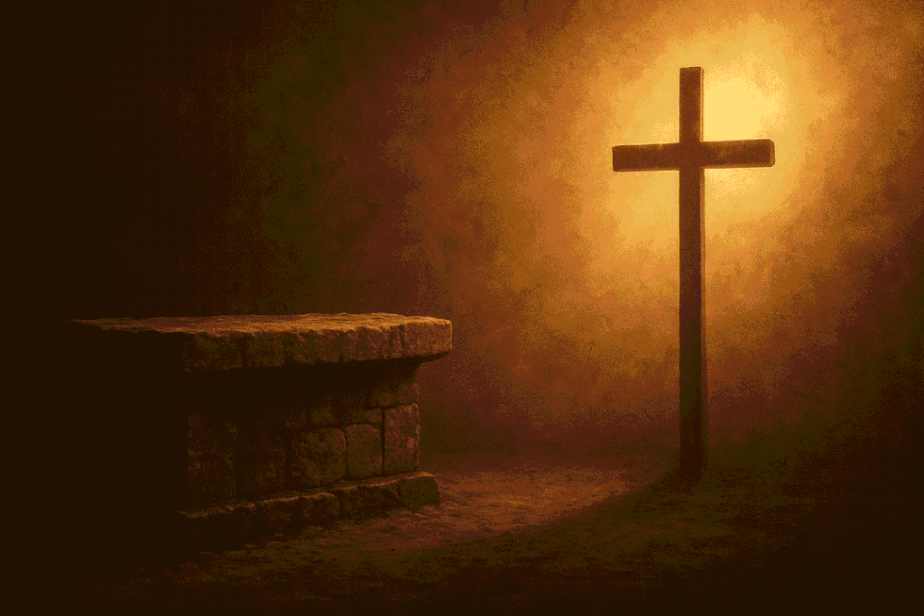 Illustration showing the transition from Old Testament sacrifices to the sacrifice of Jesus Christ