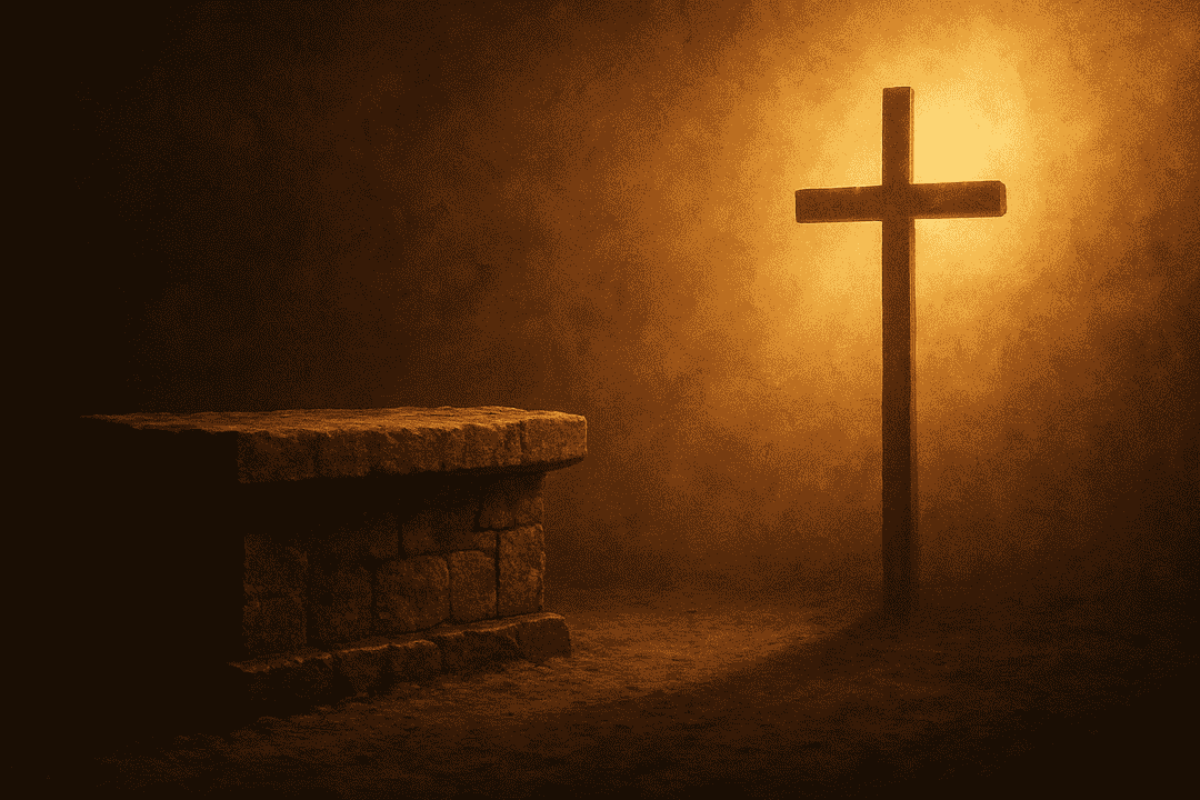 Illustration showing the transition from Old Testament sacrifices to the sacrifice of Jesus Christ